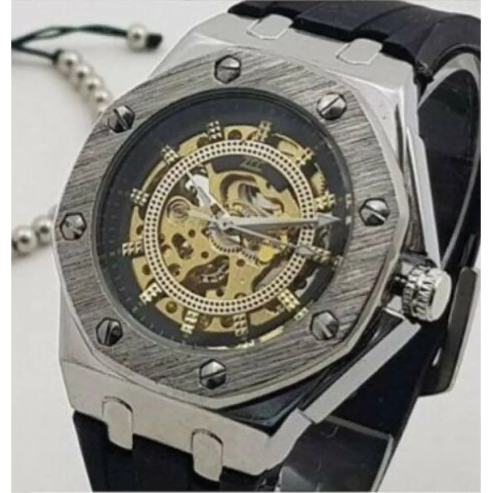 OROLOGIO DA POLSO ZCC 4407 UOMO AUTOMATICO ELEGANTE CASUAL SILVER NERO