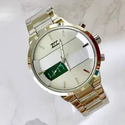 OROLOGIO DA POLSO ZCC 7258 UOMO QUARZO ACCIAIO DUAL TIME SILVER QUADRANTE BIANCO