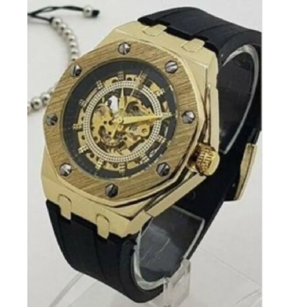 OROLOGIO DA POLSO ZCC 4407 UOMO AUTOMATICO ELEGANTE CASUAL DORATO NERO