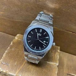 OROLOGIO DA POLSO ZCC UOMO MOVIMENTO AL QUARZO DATA ELEGANTE SILVER FONDO NERO