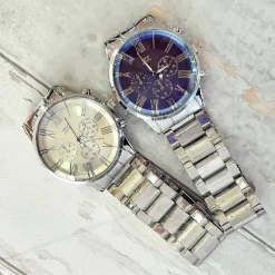 OROLOGIO DA POLSO ZCC UOMO ACCIAIO ANALOGICO CRONOGRAFO CASUAL ELEGANTE SILVER