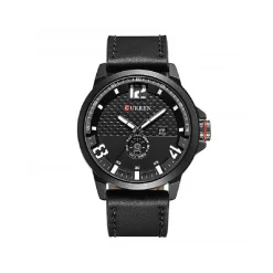 OROLOGIO DA UOMO MARCA DI QUALITA' IN VERA PELLE BAND CURREN AL QUARZO BLACK8253