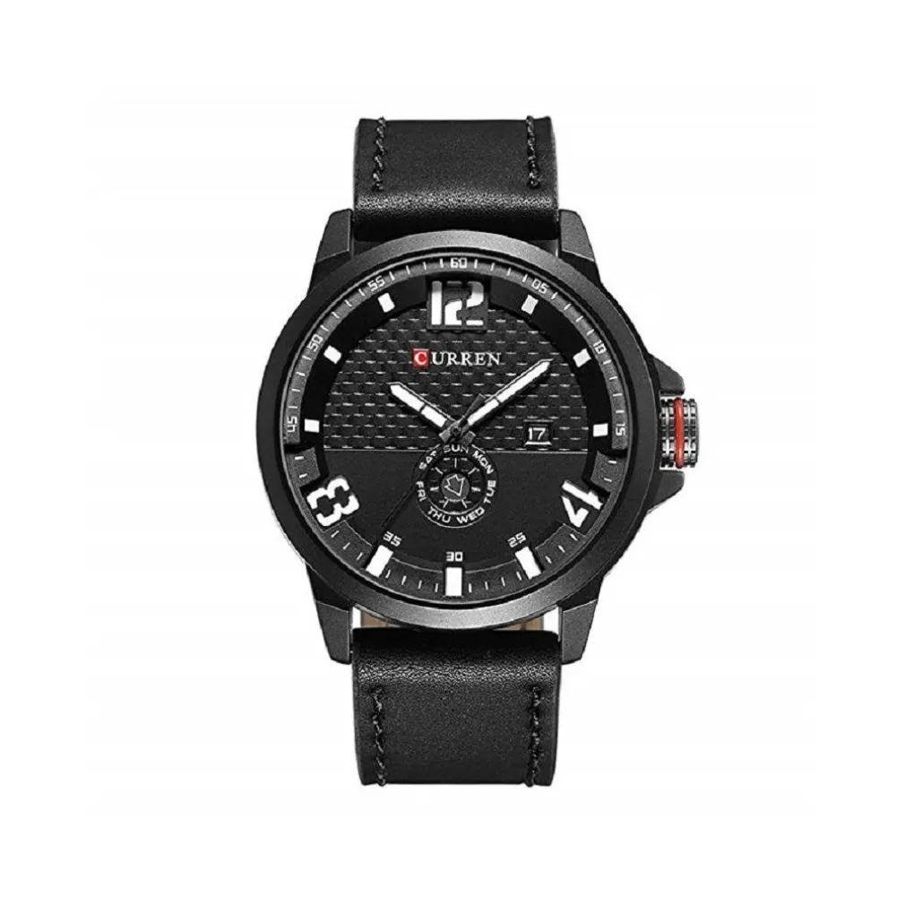 OROLOGIO DA UOMO MARCA DI QUALITA' IN VERA PELLE BAND CURREN AL QUARZO BLACK8253