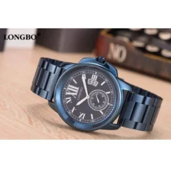 OROLOGIO POLSO ACCIAIO LONGBO UOMO BLU ANALOGICO CLASSICO ELEGANTE WATERPROOF