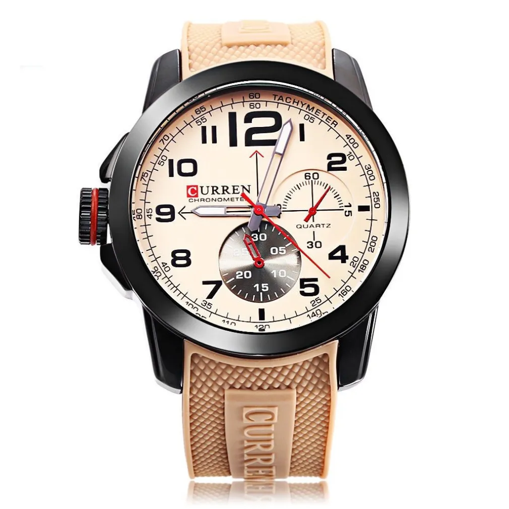 OROLOGIO POLSO CURREN 8182 UOMO ANALOGICO QUARZO MODERNO BEIGE