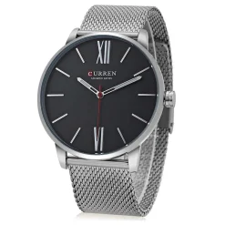 OROLOGIO POLSO CURREN 8238 UOMO ANALOGICO QUARZO MAGLIA SILVER QUAD NERO