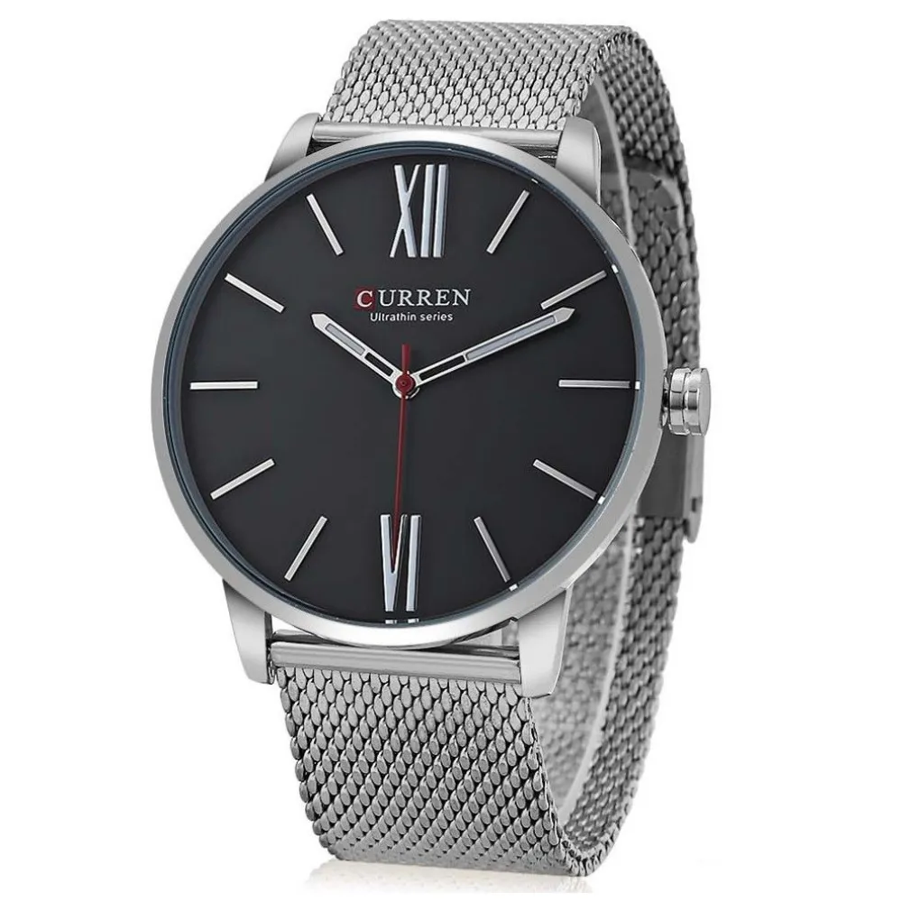 OROLOGIO POLSO CURREN 8238 UOMO ANALOGICO QUARZO MAGLIA SILVER QUAD NERO