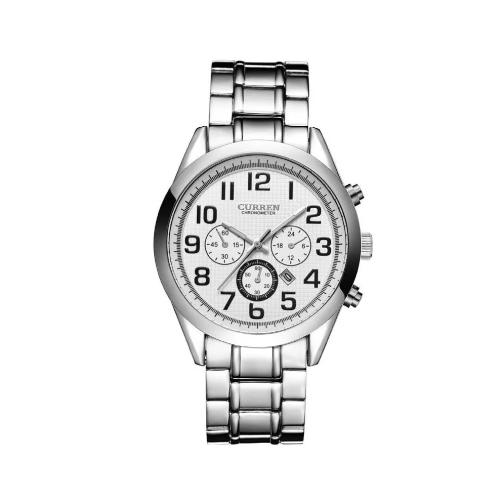 OROLOGIO POLSO CURREN 8050 UOMO ANALOGICO QUARZO MODERNO ACCIAIO DATA BIA