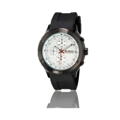 OROLOGIO POLSO CURREN 8165 UOMO SPORT ANALOGICO QUARZO NERO QUAD BIANCO