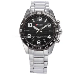 OROLOGIO POLSO CURREN 8107 UOMO ANALOGICO QUARZO MODERNO SILVER NERO