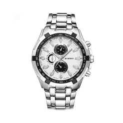 OROLOGIO POLSO CURREN 8023 UOMO ANALOGICO QUARZO MODERNO SILVER BIANCO