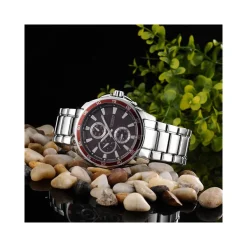 OROLOGIO POLSO CURREN 8076 UOMO ANALOGICO QUARZO MODERNO SILVER ROSSO