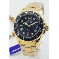 OROLOGIO POLSO LONGBO 80430G UOMO QUARZO DATA IMPERMEABILE ELEGANTE DORATO NERO
