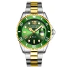 OROLOGIO POLSO LONGBO 80430G UOMO QUARZO IMPERMEABILE DATA MODA SILVER ORO VERDE