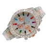 OROLOGIO POLSO UNISEX QUARZO ACCIAIO DATA DIAMOND BRILLANTINI STRASS SILVER ROSA