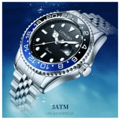 OROLOGIO POLSO UOMO ACCIAIO QUARZO SILVER BLU NERO NAUTICA MARE LONGBO SUBACQUEO