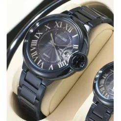 OROLOGIO POLSO UOMO DONNA LONGBO 80771 QUARZO CALENDARIO IMPERMEABILE MODA NERO