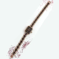 OROLOGIO POLSO YAKI DONNA ANALOGICO QUARZO ACCIAIO MODA ORO ROSA NERO BRACCIALE