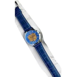 OROLOGIO POLSO ZCC G8239 UOMO AUTOMATICO ANALOGICO CINTURINO PELLE BLU SILVER