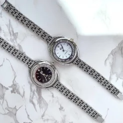 OROLOGIO POLSO ZCC QUARZO DONNA ANALOGICO ACCIAIO BRACCIALE SILVER BRILLANTINI