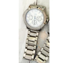 OROLOGIO POLSO ZCC UOMO ANALOGICO CRONO CALENDARIO ACCIAIO SILVER FONDO BIANCO