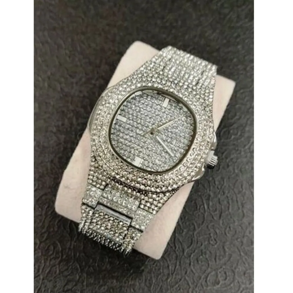 OROLOGIO POLSO ZCC UOMO DONNA QUARZO ACCIAIO MODA BRILLANTINI SILVER