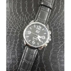 OROLOGIO POLSO ZCC Z001 UOMO SILVER AUTOMATICO DATA CINTURINO PELLE NERO NERO