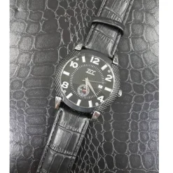 OROLOGIO POLSO ZCC Z002 UOMO COMPASS AUTOMATICO DATA CINTURINO PELLE NERO NERO