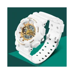 OROLOGIO SPORTIVO SANDA UOMO RESISTENTE ACQUA CRONOGRAFO SVEGLIA BIANCO