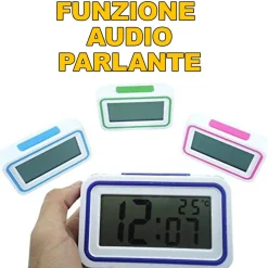 OROLOGIO SVEGLIA DIGITALE CON AUDIO PARLANTE IN ITALIANO PER IPOVEDENTI