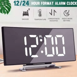 OROLOGIO SVEGLIA DIGITALE CON DATARIO TERMOMETRO DISPLAY A SPECCHIO DA TAVOLO