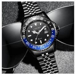 OROLOGIO UOMO DA POLSO IN ACCIAIO QUARZO NERO BLU NAUTICA MARE LONGBO SUBACQUEO