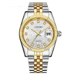 OROLOGIO UOMO DONNA LONGBO 80435 IN ACCIAIO CON STRASS IMPERMEABILE SILVER ORO