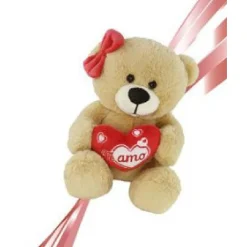 ORSA ORSETTO PELUCHE CON FIOCCO E CUORE SCRITTA TI AMO 30 CM SAN VALENTINO 92621