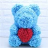ORSACCHIOTTO ORSETTO ORSO DI ROSE CON FIORI DA 40CM CELESTE CON CUORE ROSSO