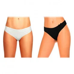 PACK 12 SLIP MOD. SWEEP CON MERLETTO E FIOCCO IN NERO E BIANCO F6207