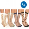 PACK DA 12 PAIA CALZINI DA DONNA W-8003 MOD. LOVELY COLORI ASSORTITI CON CUORI