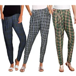 PACK DA 3 PANTALONI DA DONNA ALLA TURCA ASS. STYLE TARTAN SCACCHI