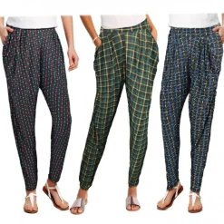 PACK DA 3 PANTALONI DA DONNA ALLA TURCA ASS. ONLY SCACCHI TARTAN TG08-13