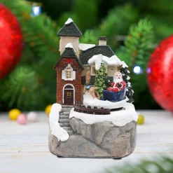 PAESAGGIO STATUETTE TEMA DECORAZIONE NATALE DA 15 CM CON LUCE A LED VARI MODELLI