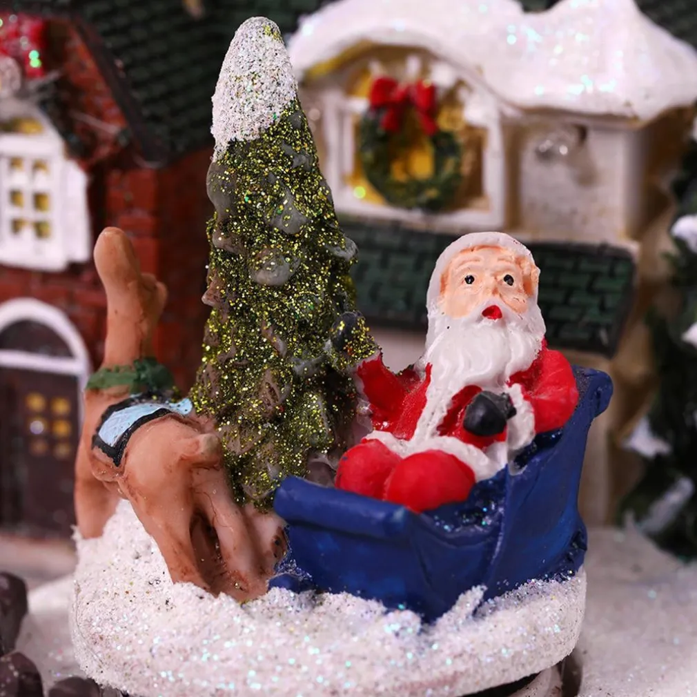 PAESAGGIO STATUETTE TEMA DECORAZIONE NATALE DA 15 CM CON LUCE A LED VARI MODELLI