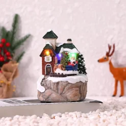 PAESAGGIO STATUETTE TEMA DECORAZIONE NATALE DA 15 CM CON LUCE A LED VARI MODELLI