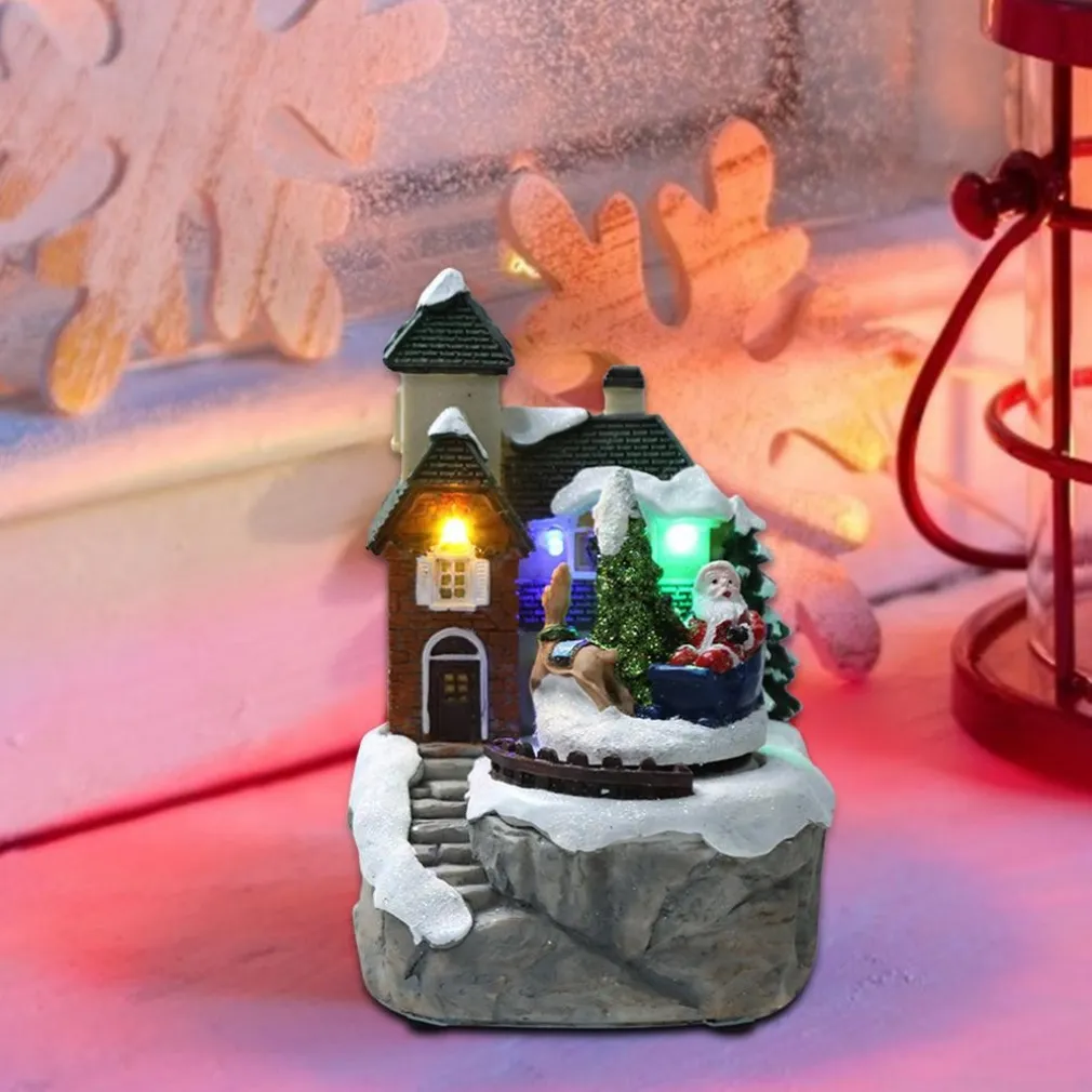 PAESAGGIO STATUETTE TEMA DECORAZIONE NATALE DA 15 CM CON LUCE A LED VARI MODELLI