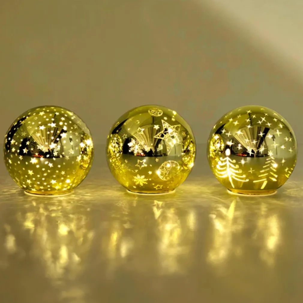 PALLA DECORATIVA IN VETRO ORO LUMINOSA NATALIZIA LED LUCE BIANCO CALDO A BATTERIA Ø120MM