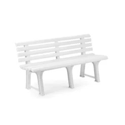 PANCHINA DA GIARDINO PANCA IN RESINA DA 3 POSTI COLORE BIANCO 145X49X74 CM 020363