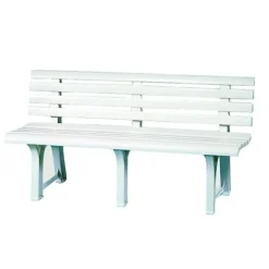 PANCHINA DA GIARDINO PANCA IN RESINA DA 3 POSTI COLORE BIANCO 145X49X74 CM 020363