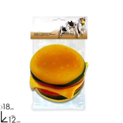 PANINO HAMBURGHER GIOCATTOLO PER CANI GATTI CON SUONI 18 X 12 CM GIOCATTOLI CANE