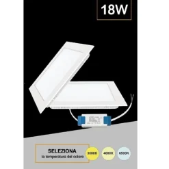 PANNELLO LED QUADRATO INCASSO 18 W CON DRIVER CCT 3000K 4000K 6500K P205A-Q3C