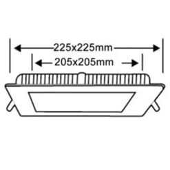 PANNELLO LED QUADRATO INCASSO 18 W CON DRIVER CCT 3000K 4000K 6500K P205A-Q3C