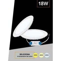 PANNELLO SMD LED TONDO DA INCASSO 18W CON DRIVER CCT 3000K 4000K 6500K P205A-T3C